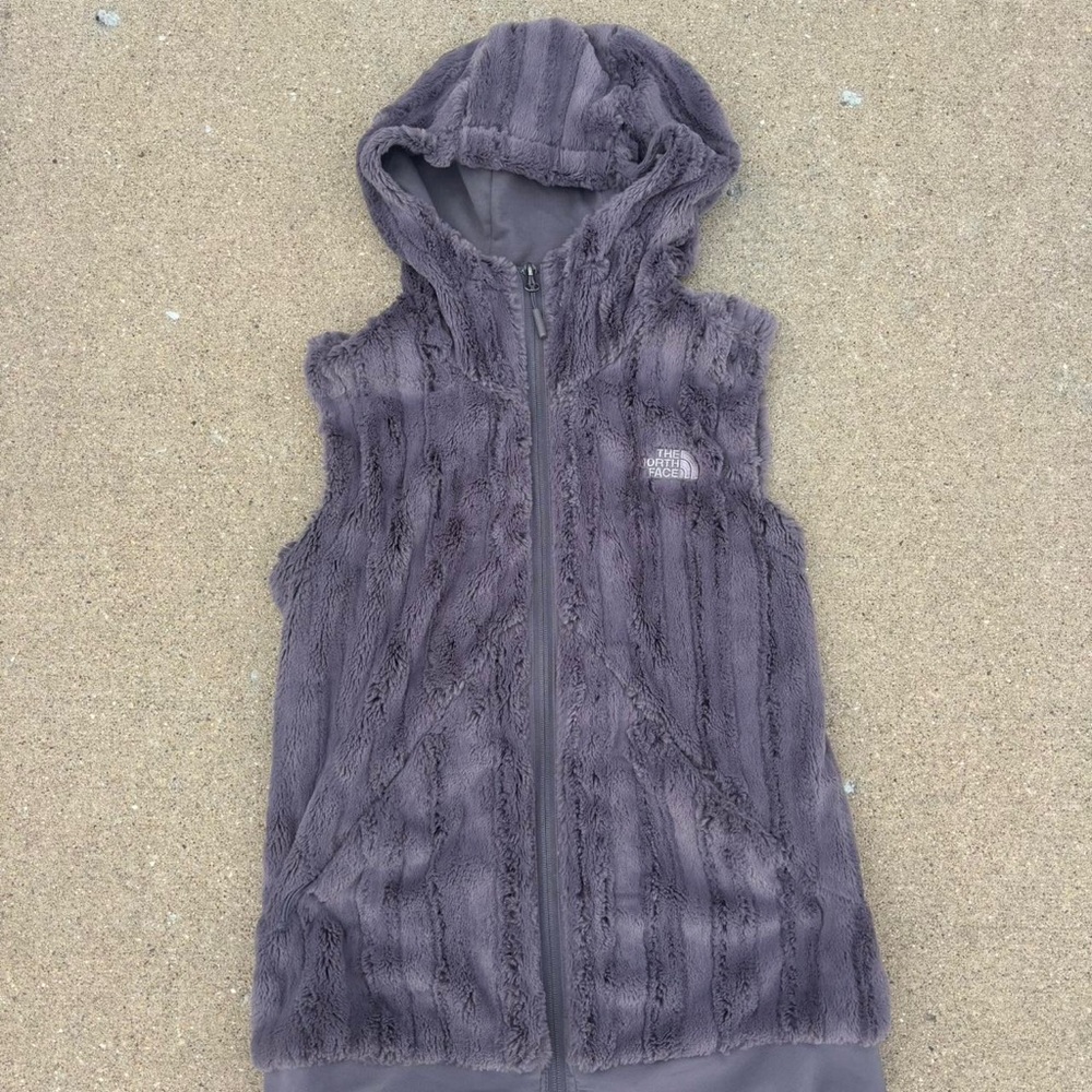 The North Face Purple Gray Fleece Hooded Vest